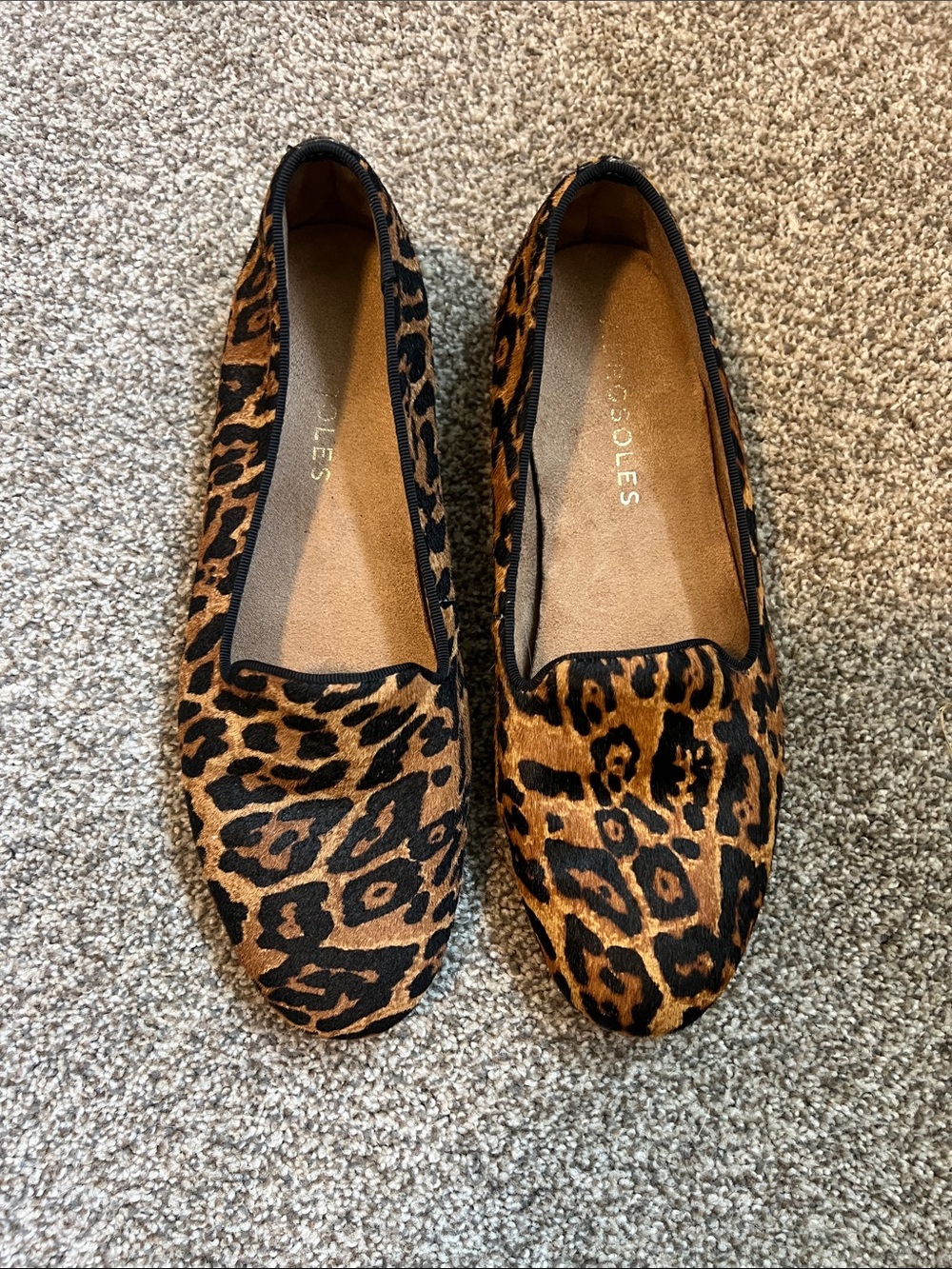 Aerosoles Leopard Cheetah Print Calf Hair Betunia Flats Loafers Brown Black 8.5